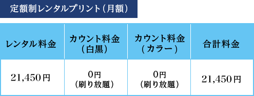 定額制レンタルプリント（月額）